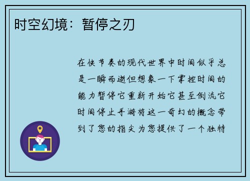 时空幻境：暂停之刃